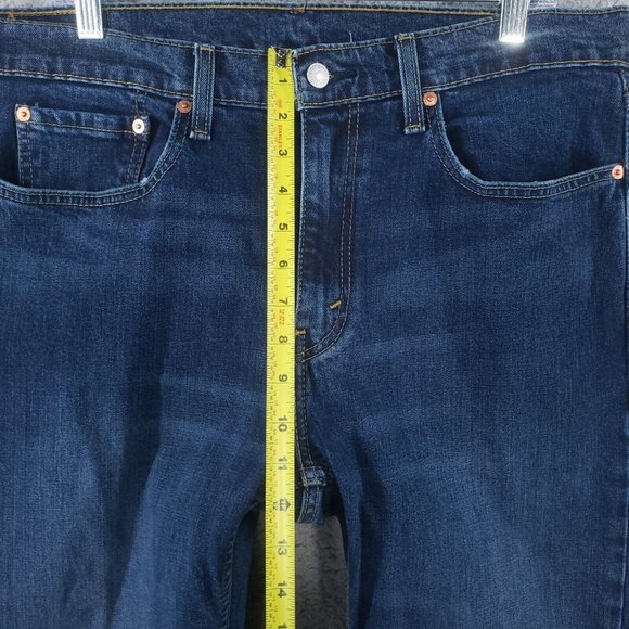 🚫SOLD🚫LEVI'S 527 Boot Cut Jeans Mens Sz 34x30 Dark Washed Faded Whiskered - Picture 11 of 14
